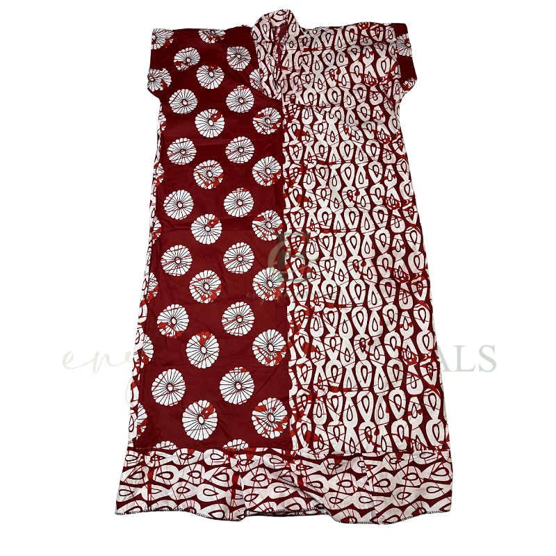 Red & White African Print Boubou Dress
