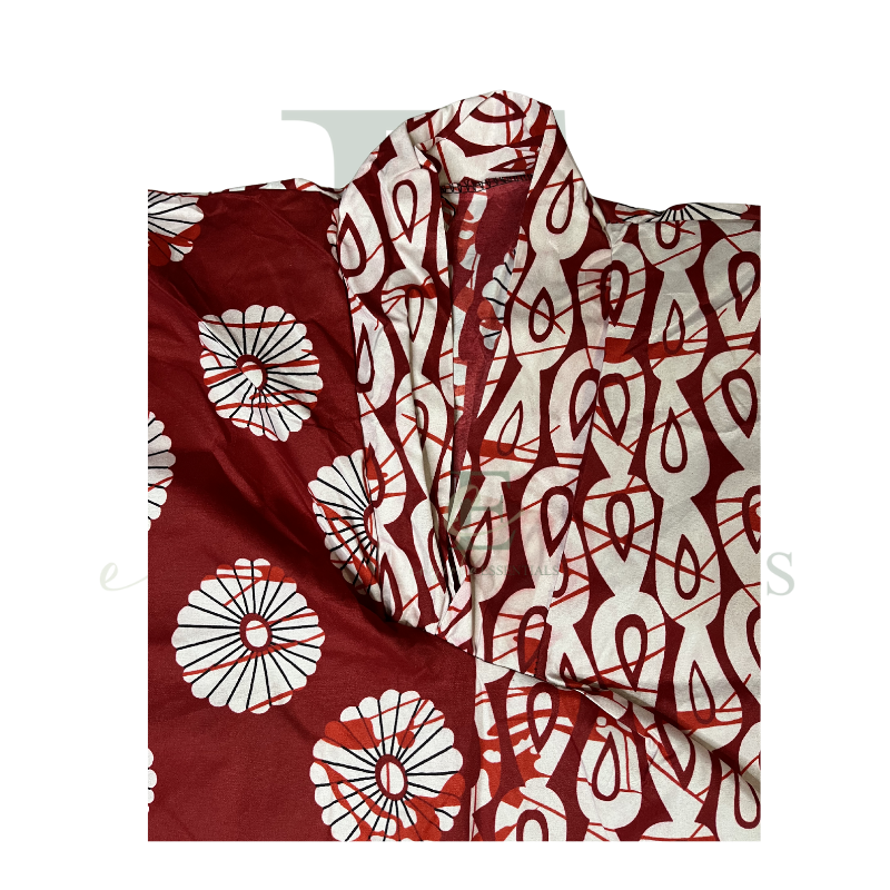 Red & White African Print Boubou Dress
