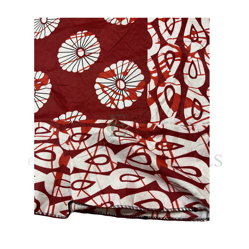 Red & White African Print Boubou Dress