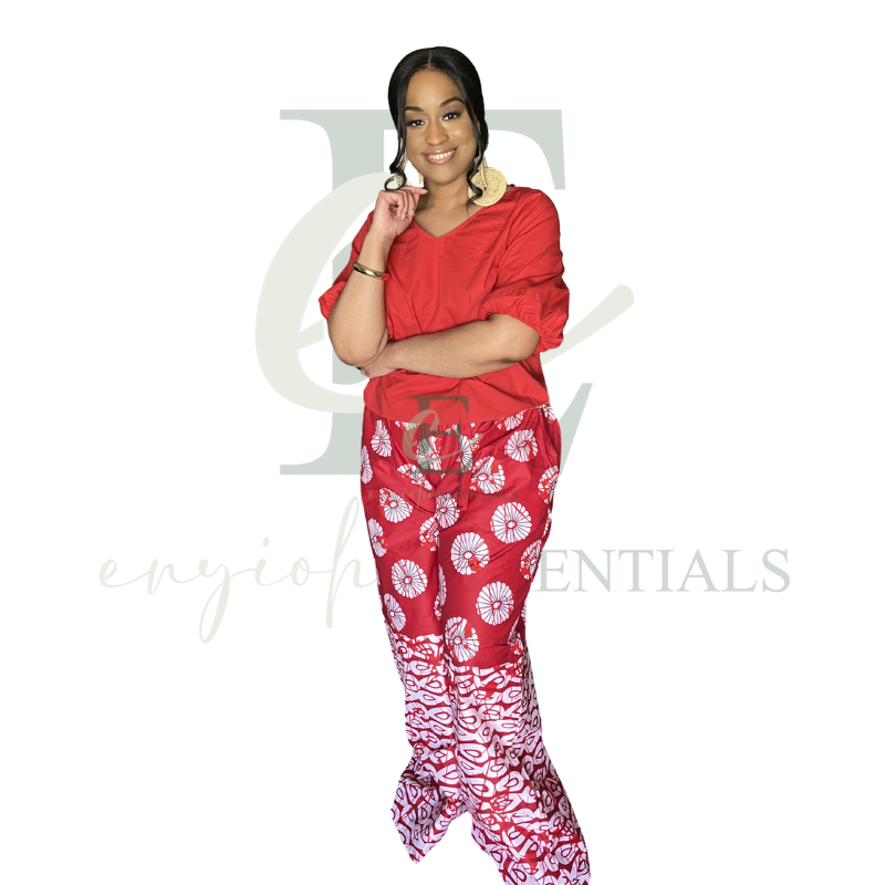 Red & White Wide-Leg Pants - One/Free Size