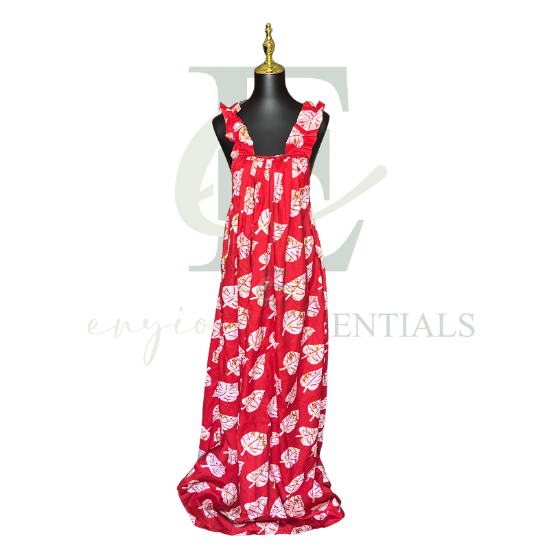 Rosalie Bloom Maxi Dress with Ruffle Straps | One Size: M-2XL