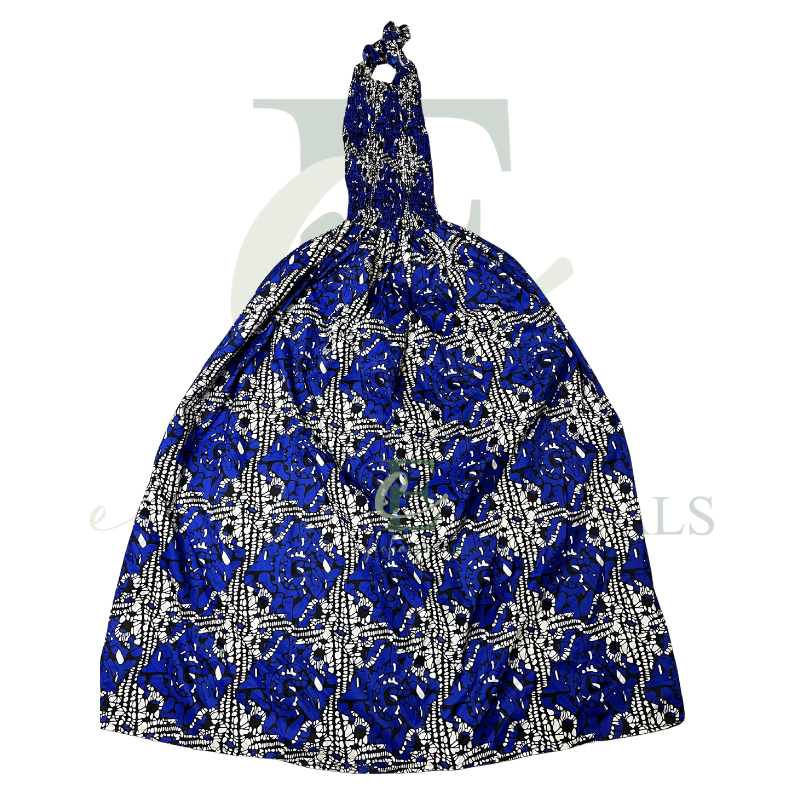 Royal Blue African Print Halter Long Maxi Dress