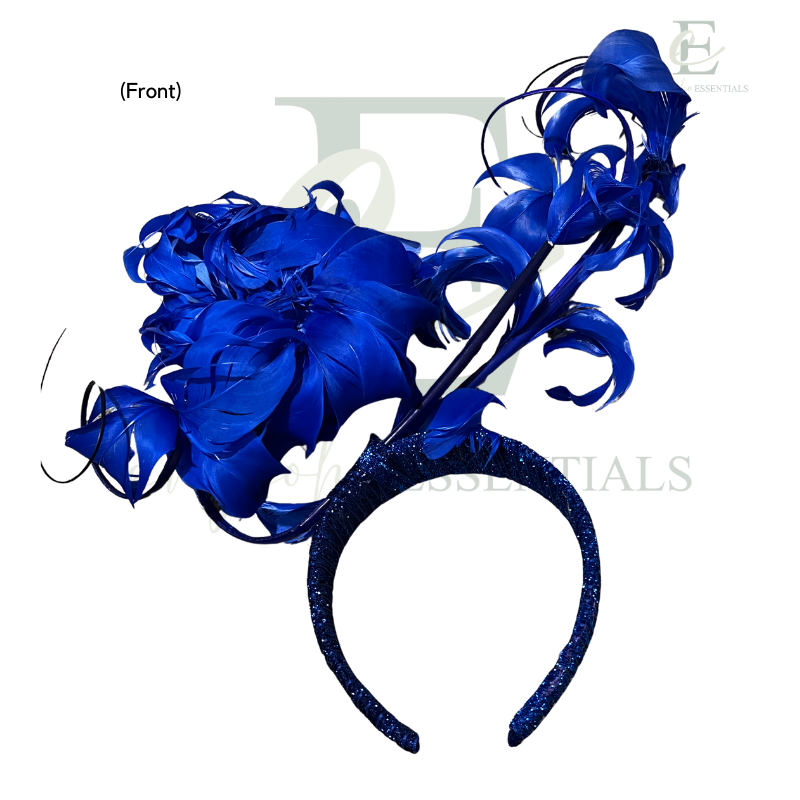 Royal Blue Peony Feather Fascinator