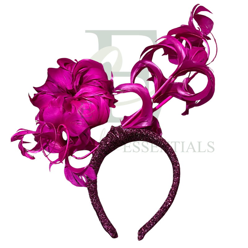 Royal Magenta Peony Feather Fascinator