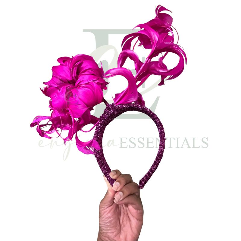 Royal Magenta Peony Feather Fascinator