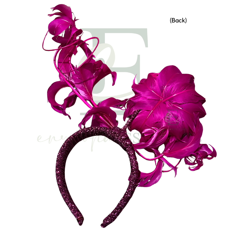 Royal Magenta Peony Feather Fascinator
