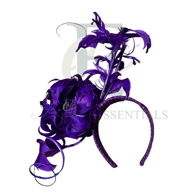Royal Purple Peony Feather Fascinator