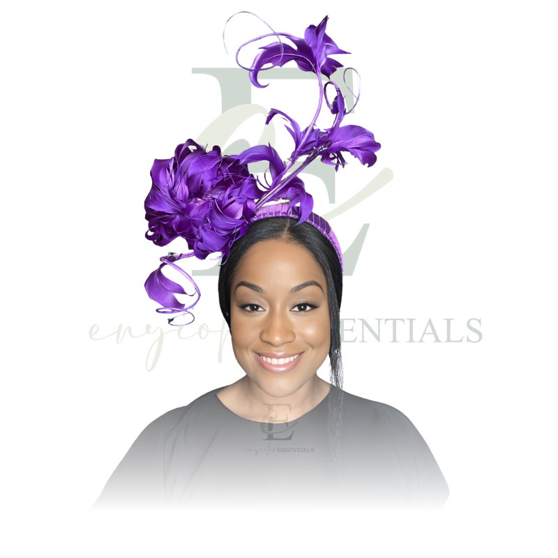 Royal Purple Peony Feather Fascinator