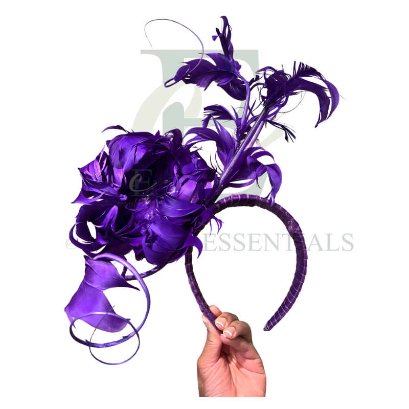 Royal Purple Peony Feather Fascinator