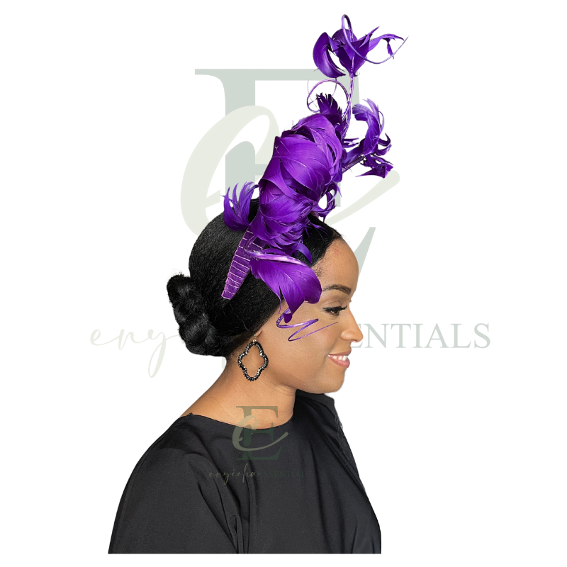 Royal Purple Peony Feather Fascinator