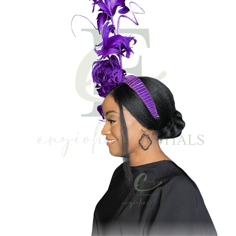 Royal Purple Peony Feather Fascinator