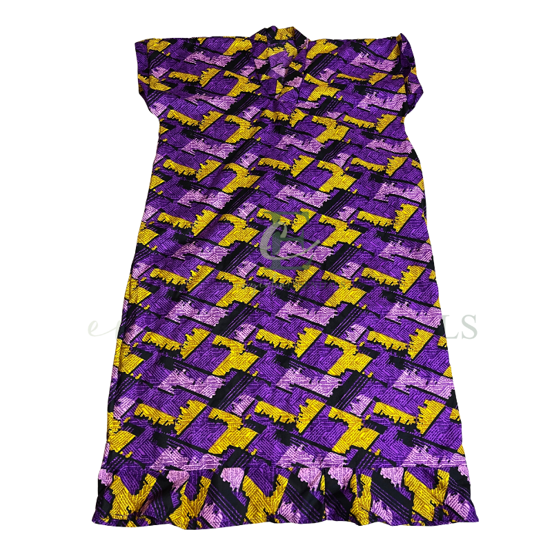 Royal Purple & Gold African Print Boubou Dress