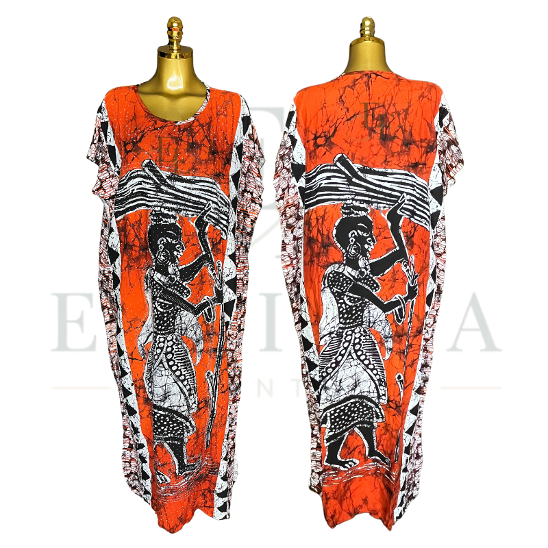 Saffron Legacy African Print Muumuu & Matching Head Scarf | Free Size (M-2XL)