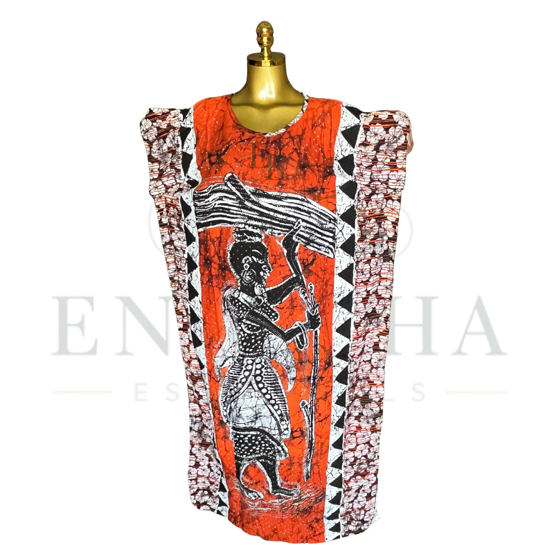 Saffron Legacy African Print Muumuu & Matching Head Scarf | Free Size (M-2XL)