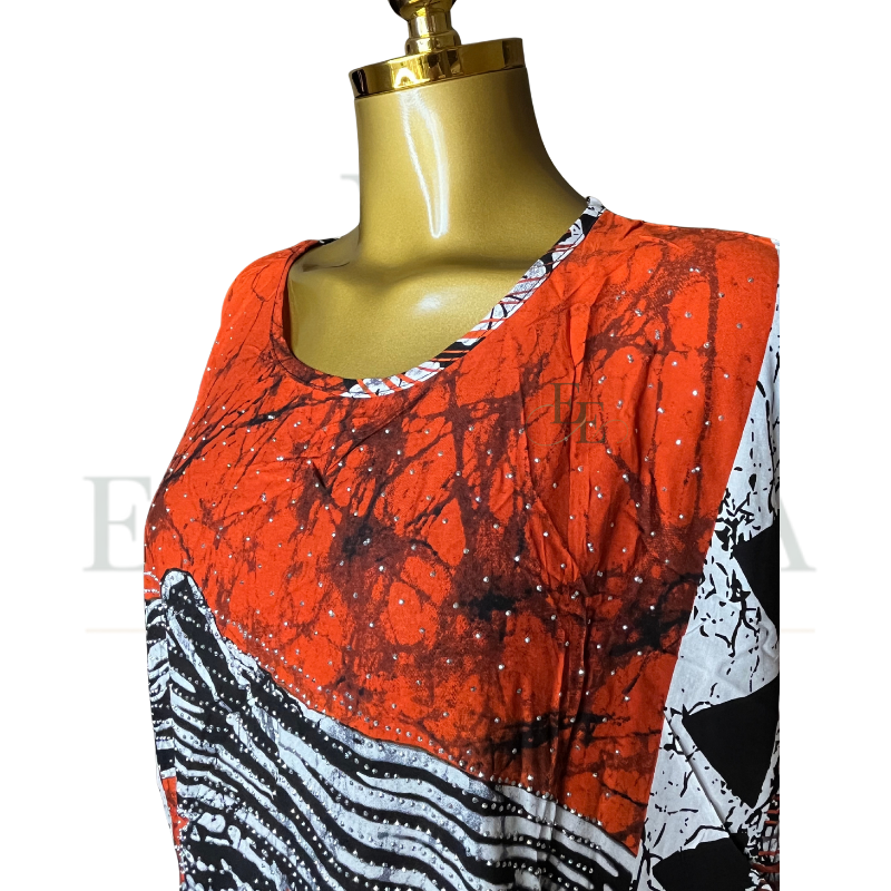 Saffron Legacy African Print Muumuu & Matching Head Scarf | Free Size (M-2XL)