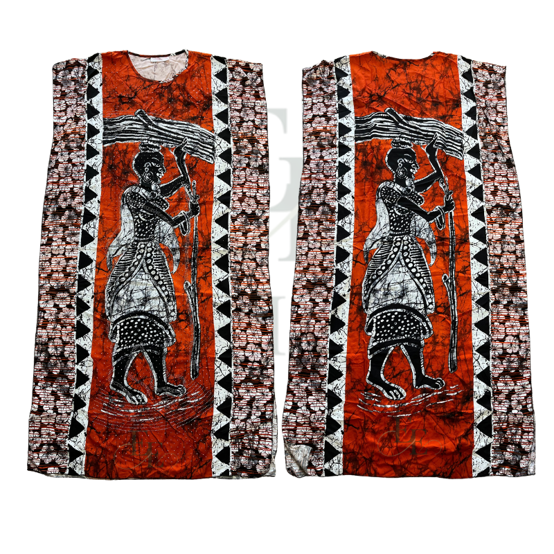 Saffron Legacy African Print Muumuu & Matching Head Scarf | Free Size (M-2XL)