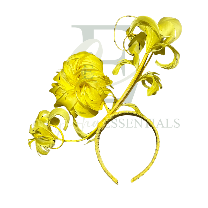 Yellow Peony Feather Fascinator