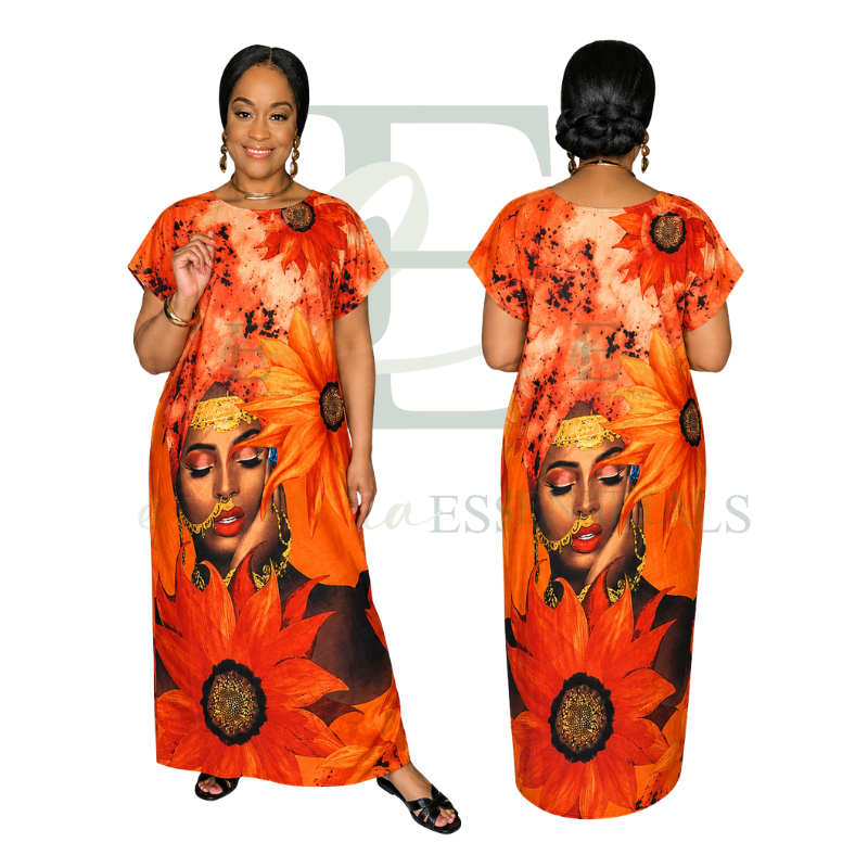 Sunset Sunflower Maxi MuuMuu Dress (L-3XL)