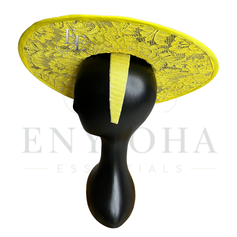 Sunshine Yellow Wide-Brim Lace Fascinator