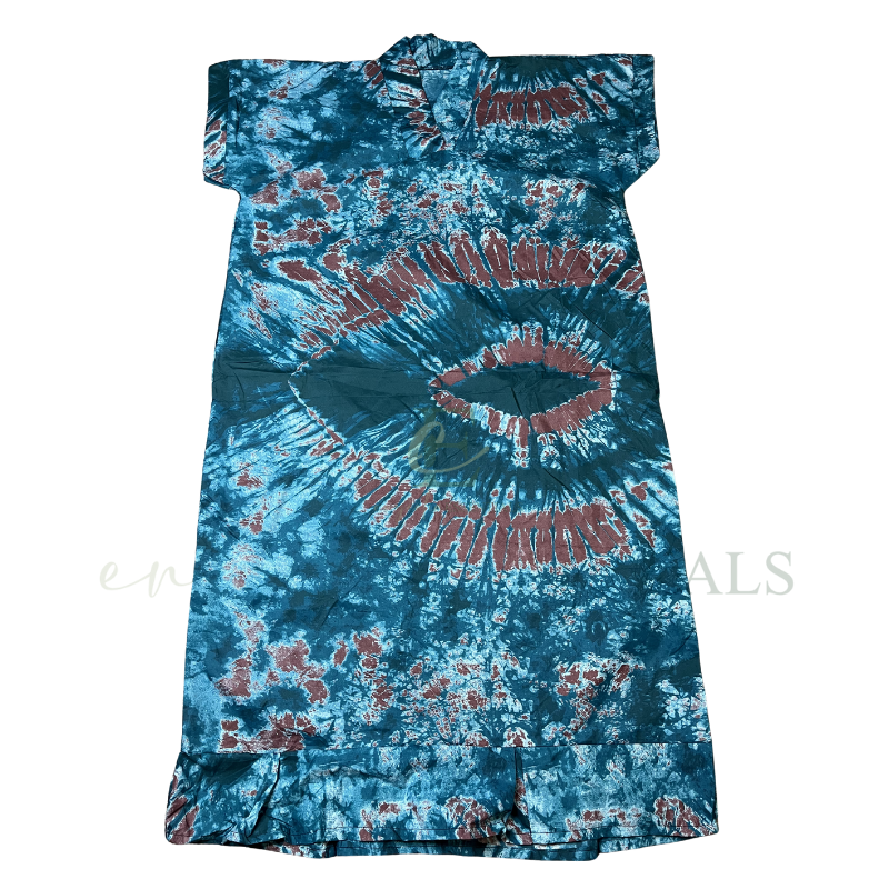 Teal Blue Tie-Dye Boubou Dress