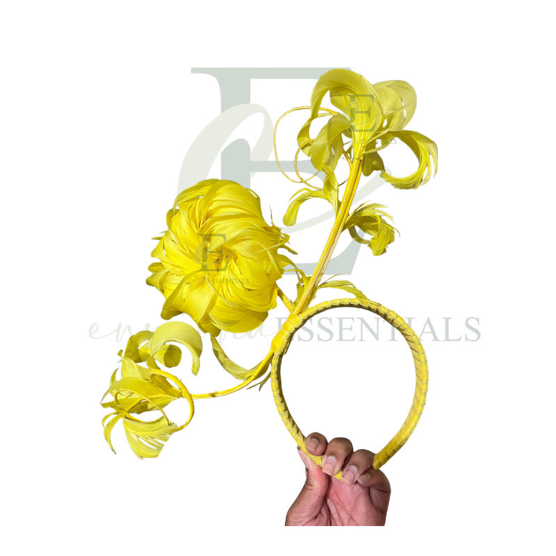 Yellow Peony Feather Fascinator