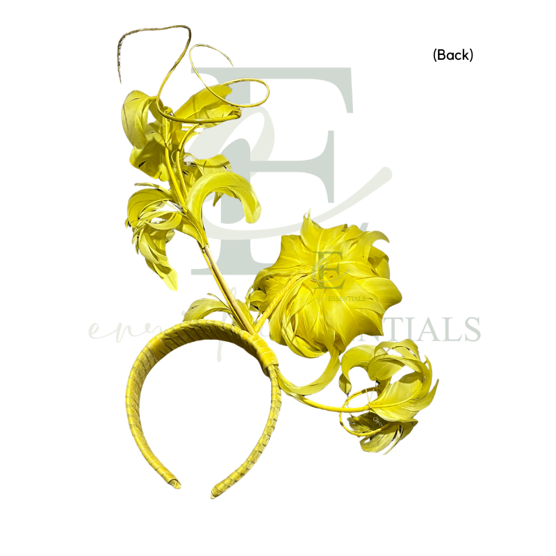 Yellow Peony Feather Fascinator