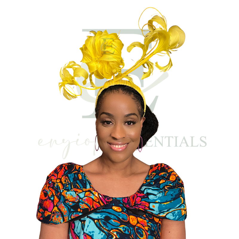 Yellow Peony Feather Fascinator