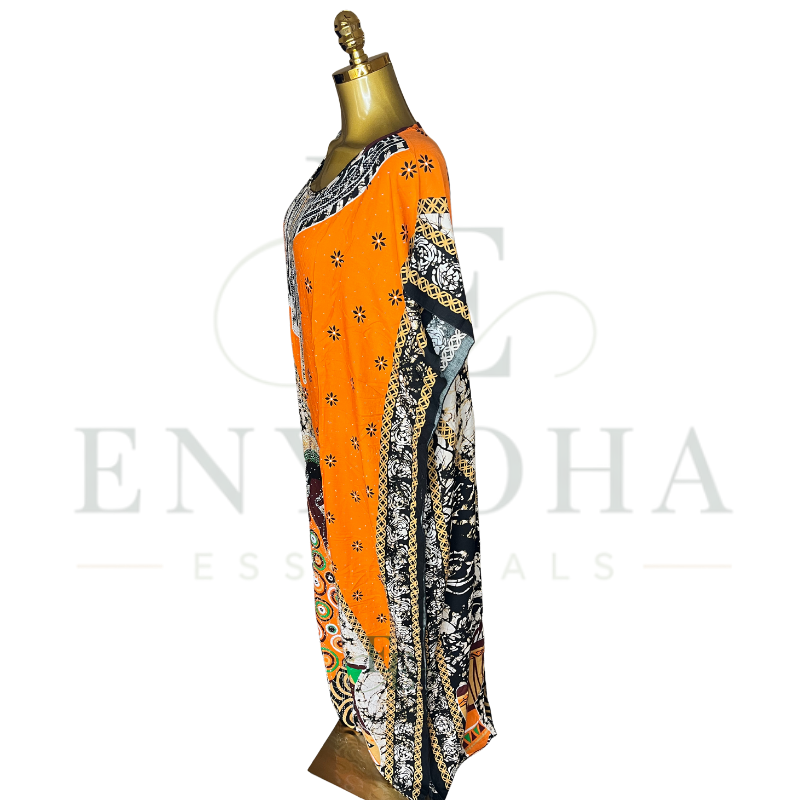Zuri Vista African Print Muumuu & Matching Head Scarf | Free Size (M-2XL)