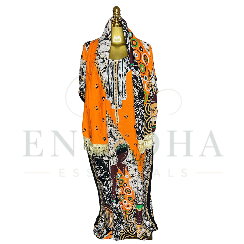 Zuri Vista African Print Muumuu & Matching Head Scarf | Free Size (M-2XL)