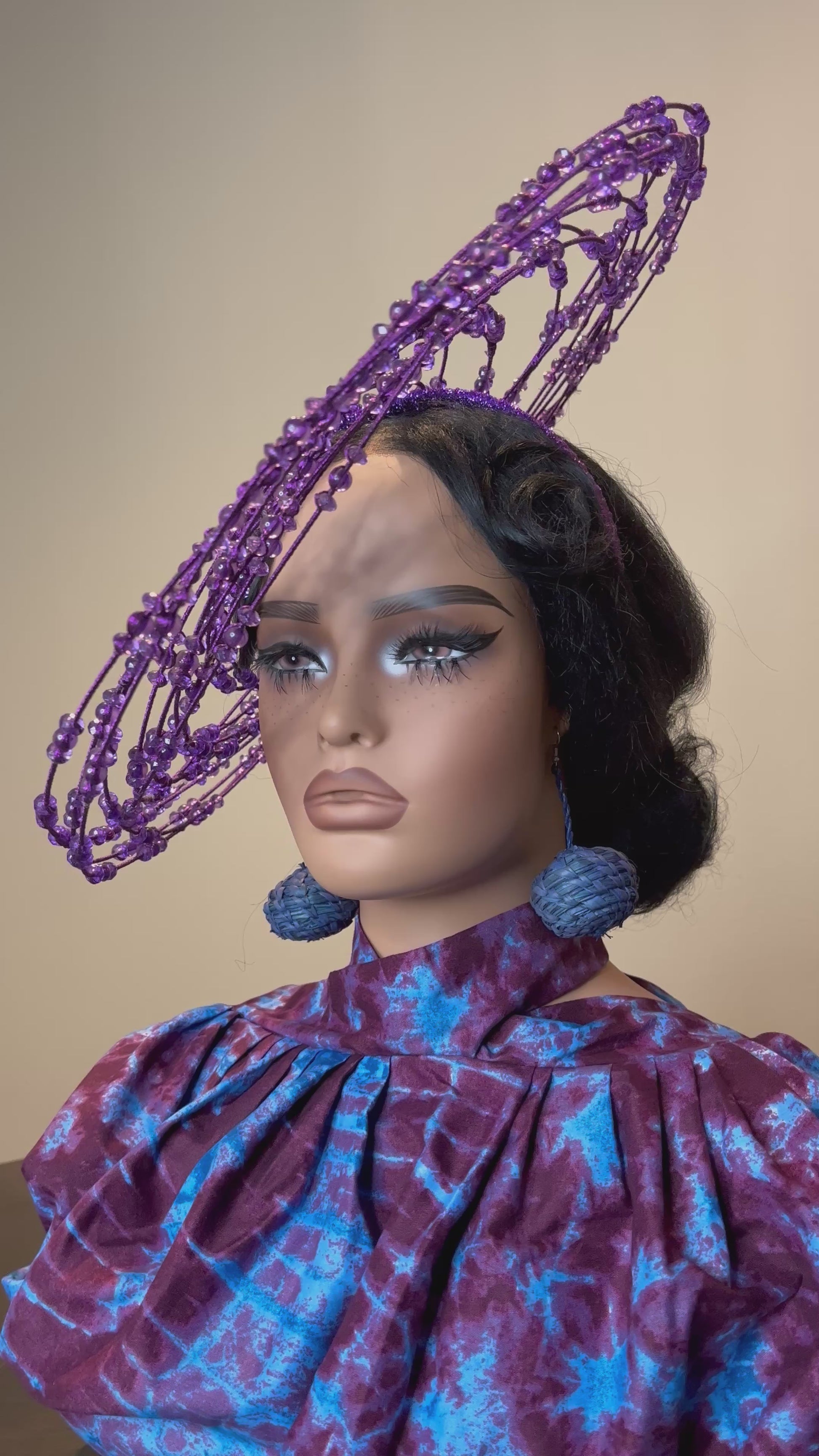 Purple Beaded Couture Fascinator